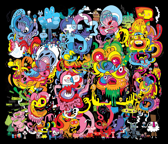 Jon Burgerman "Because I Can't Sit Still" Exhibition