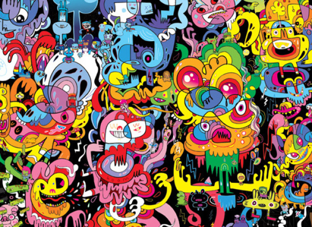 Jon Burgerman "Because I Can't Sit Still" Exhibition