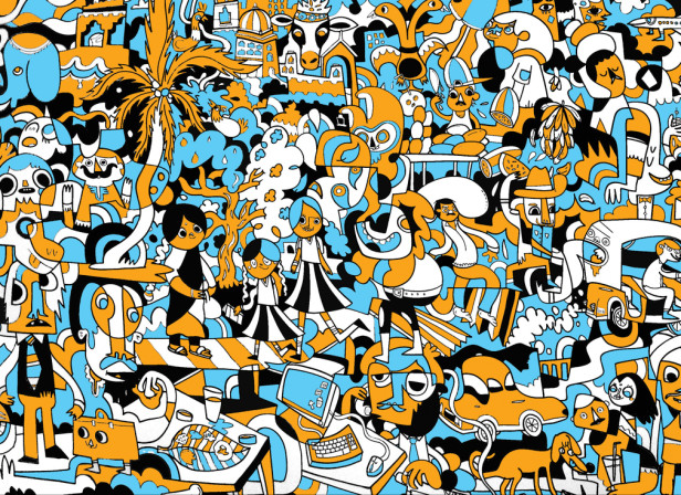Jon Burgerman / Aol. Murals In New York, Washington + Bangalore