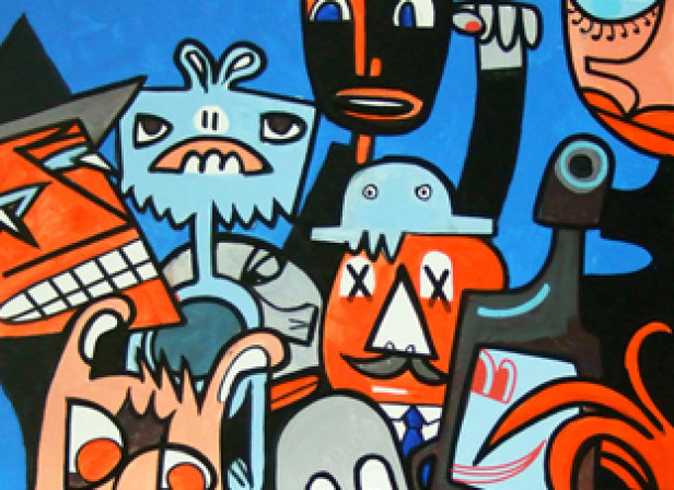 Jon Burgerman "Anxiety Room" Exhibition at Factory Fresh NYC