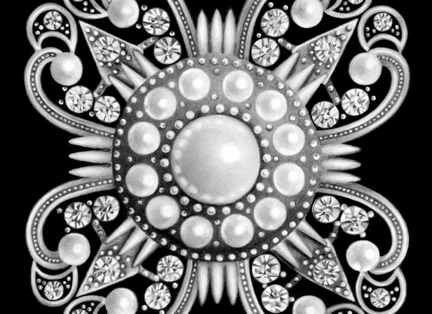 Brooch With Diamonds And Pearls