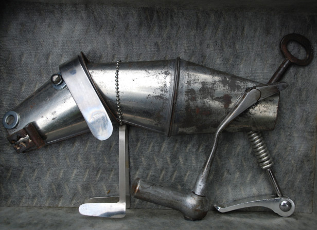 Tin Dog Sculpture