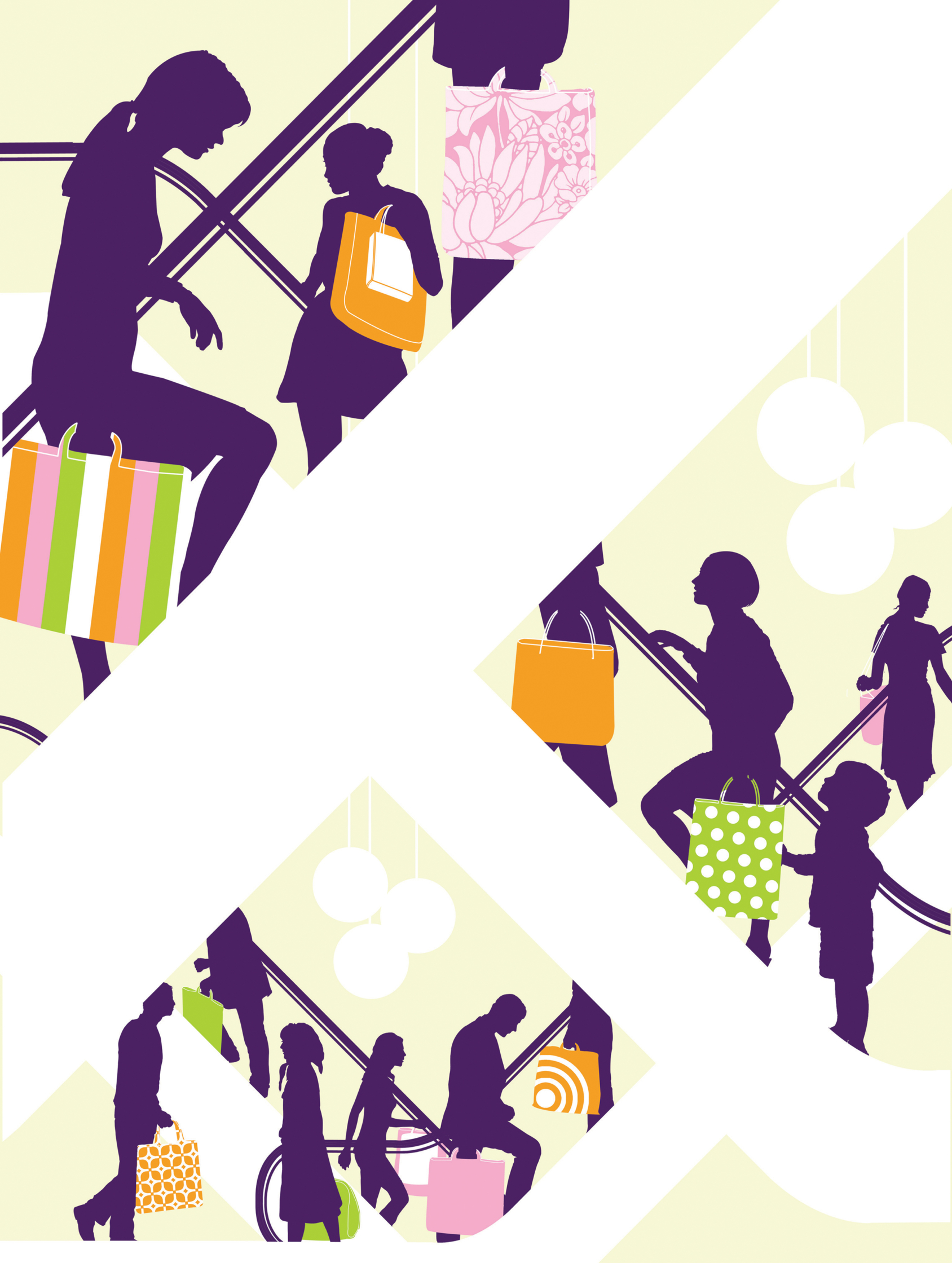 Shoppers Shopping Escalators Luxury Design Week