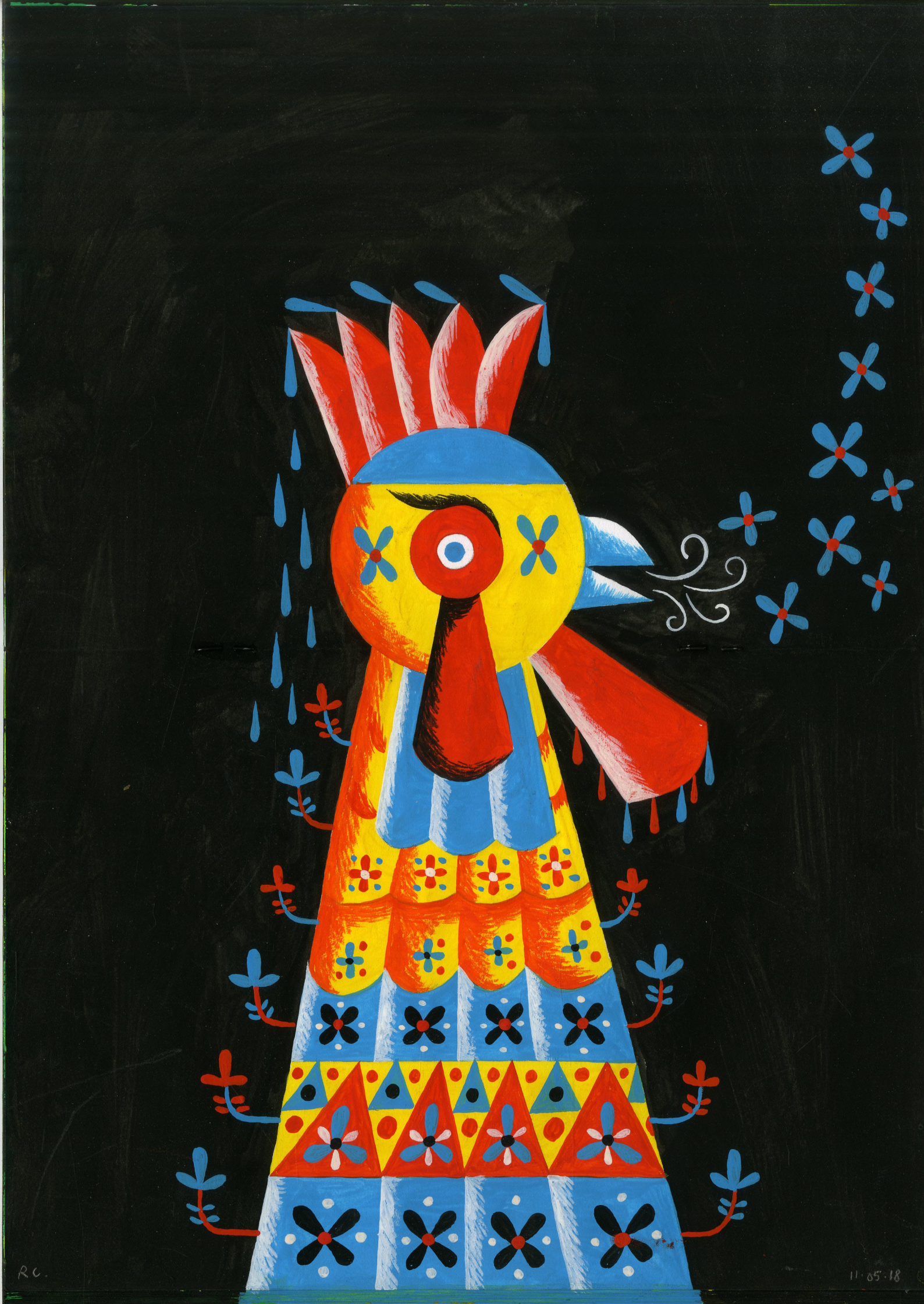 Cockrel with Flowers.JPG
