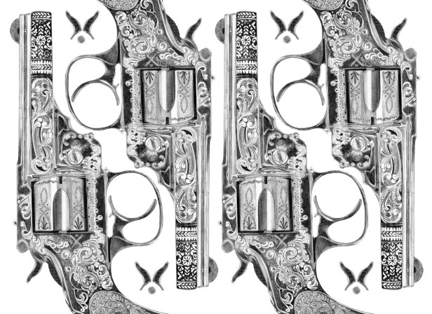 Insight51 Tshirt Print Decorated Pistol Gun