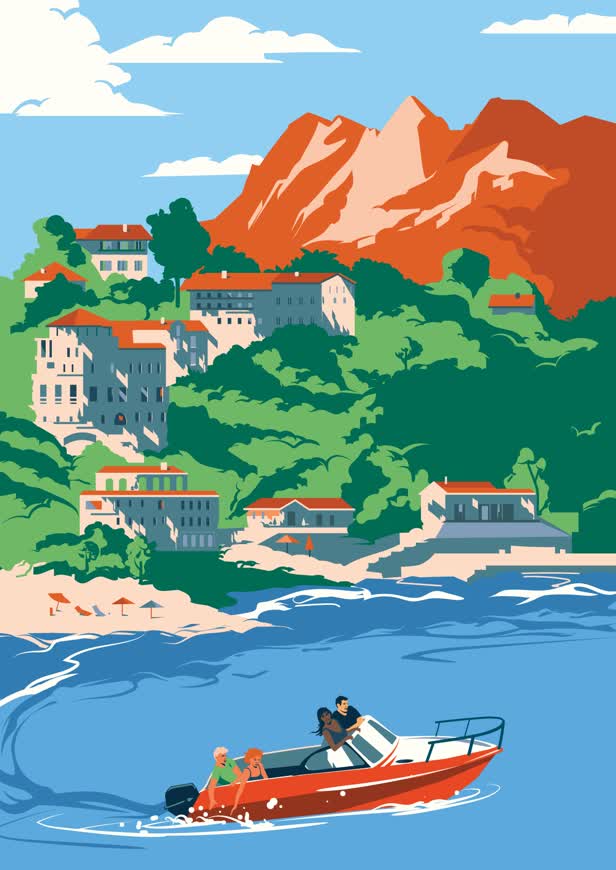 Boat scene Switzerland Handbook / Monocle Magazine
