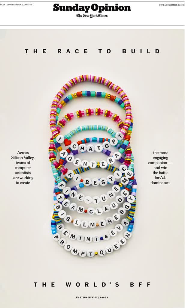 AI chatbot friendships Opinions cover image / New York Times