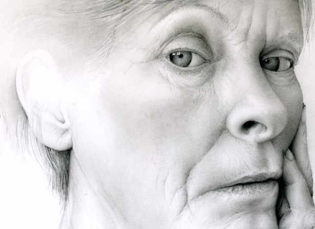 Woman Gazing Out Portrait Face Partial Drawing