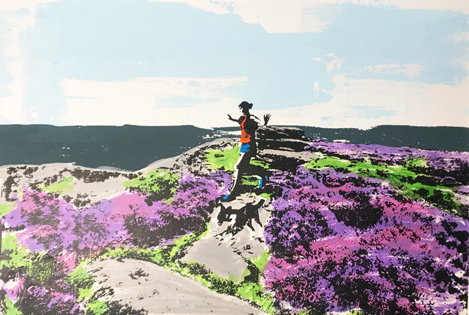 over_owler_tor_trail_running_dog_heather_yorkshire_border_collie_screenprint_katie_edwards_illustration_art.jpg