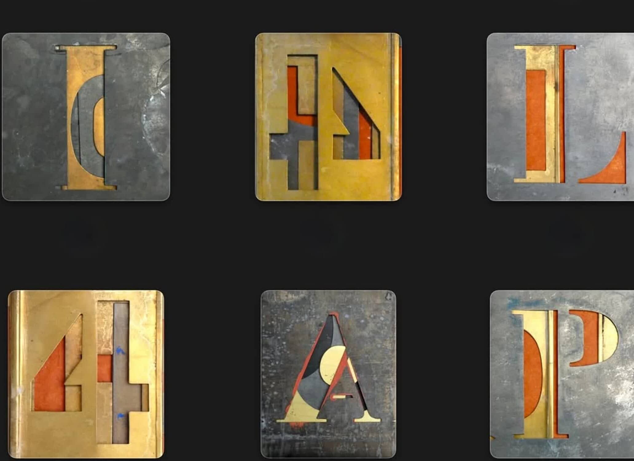 Work in progress - alphabet with brass and zinc stencils.jpg