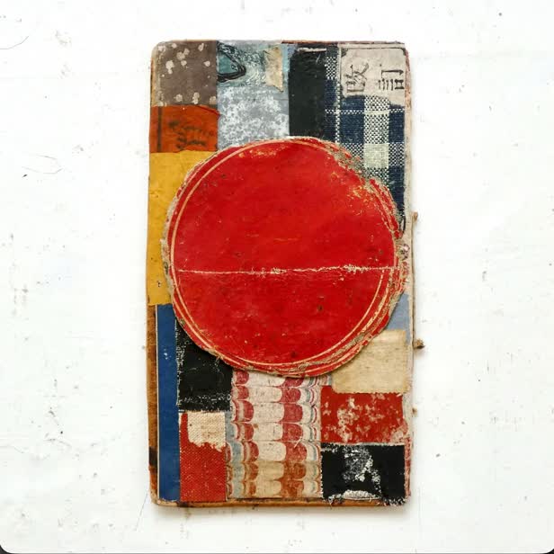 Changes series - collage on found book end-boards / Personal work