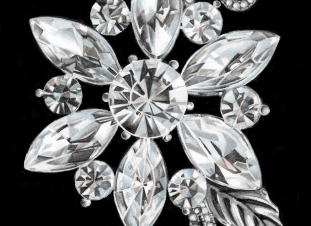 Diamond And Gold Spray Brooch